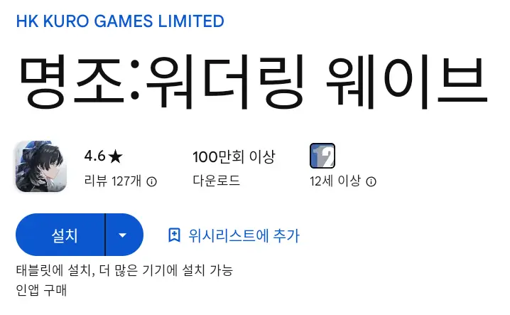 명조 워더링 웨이브 PC 버전 설치 페이지