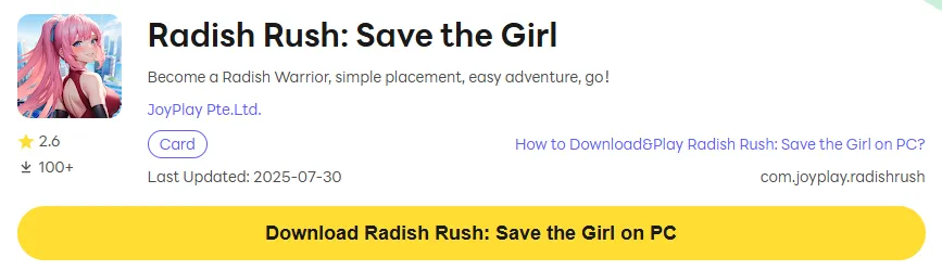 Radish Rush Save the Girl PC 버전 다운로드 페이지