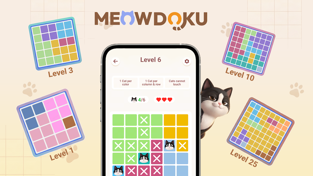 두뇌 퍼즐 게임 Meowdoku 가이드 (귀여운 고양이가 등장하는 두뇌 자극 퍼즐 어드벤처)